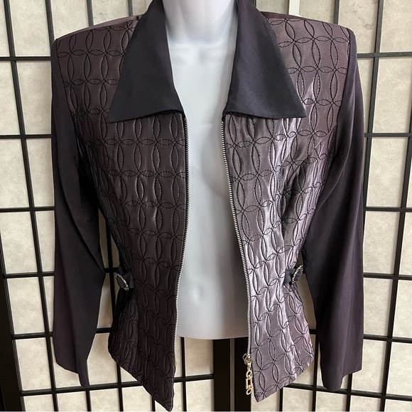 Lori Weinberg ladies black zip jacket size 8 - Picture 6 of 8